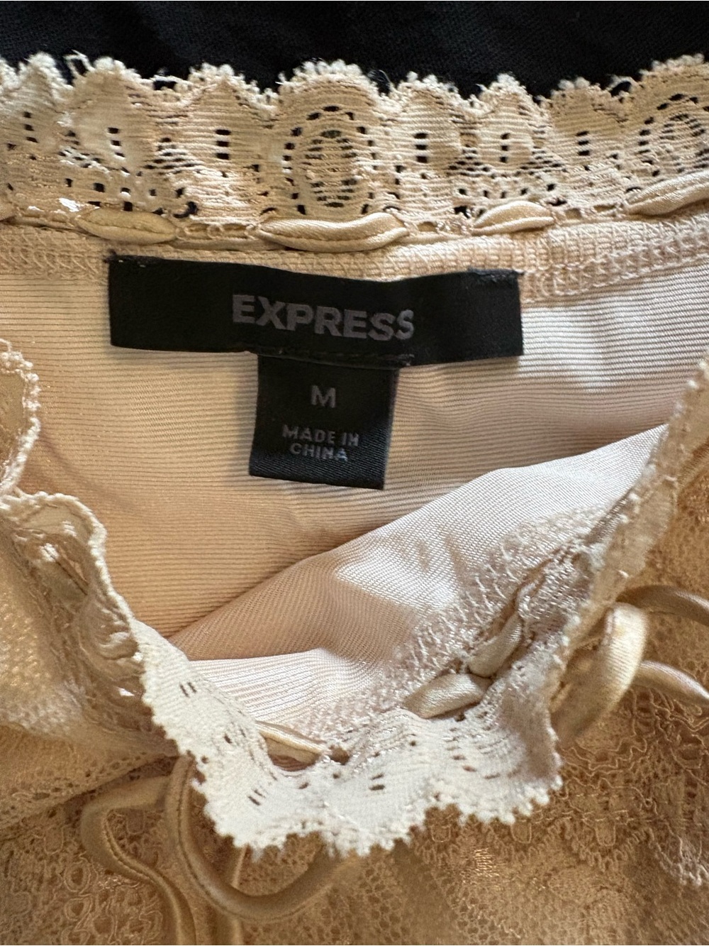 Express Lace Trim Camisole in Beige - Picture 6 of 8